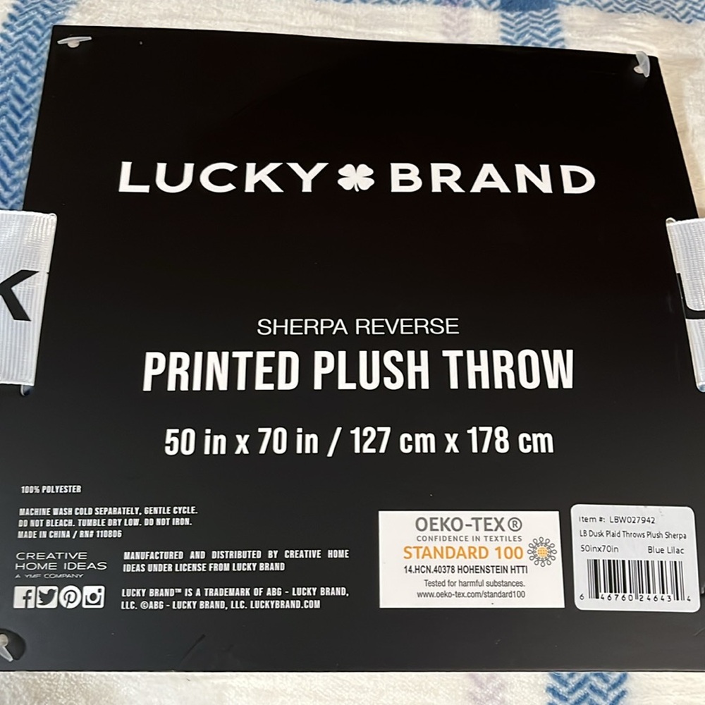 Lucky Brand Sherpa Plaid Cozy Plush Blanket Microfiber Throw for Luxurious - Picture 7 of 7